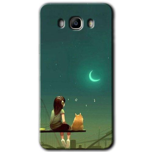 Samsung Galaxy J7 2016 Kılıf HD Desen Baskılı Arka Kapak + Temperli Cam - Kedili Kız