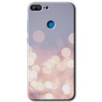 MRCİLETİSİM Honor 9 Lite Kılıf HD Desen Baskılı Arka Kapak + Temperli Cam - Blur Lights