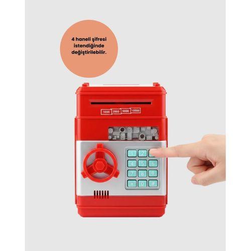 Kırmızı Şifreli Atm Kasa Para Yutan Kumbara