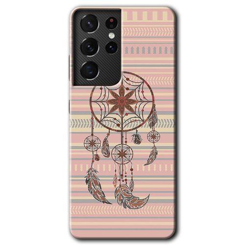 Samsung Galaxy S21 Ultra HD Baskılı Kılıf + 9D Tam Ekran Koruyucu - Mandala Retro