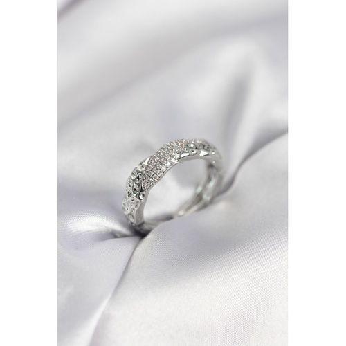 Zirkon Taşlı Puntalı Gümüş Renk Kadın Yüzük