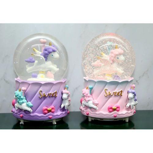 Unicorn İçi Dönmeli Püskürtmeli Işıklı Müzikli Kar Küresi Büyük Boy