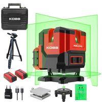 KOBB KBL41GTP 30M 4x90⁰/1x360⁰ Otomatik Hizalamalı Li-ion Çift Akü Profesyonel Yeşil Çizgi Lazer Distomat + Tripod