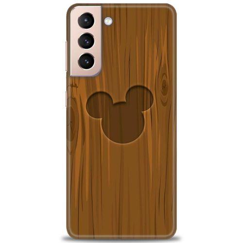 Samsung Galaxy S21 Plus Kılıf HD Baskılı Kılıf - Ahşap Mickey + Tam Ekran Koruyucu