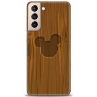 Samsung Galaxy S21 Plus Kılıf HD Baskılı Kılıf - Ahşap Mickey + Tam Ekran Koruyucu