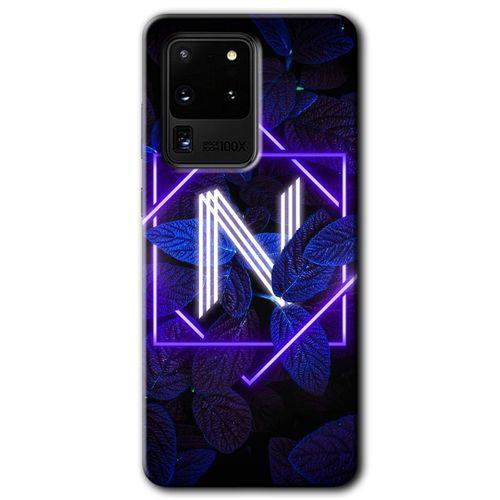 Samsung Galaxy S20 Ultra HD Baskılı Kılıf + 9D Tam Ekran Koruyucu - Dark Neon Yaprak N Harf