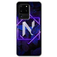Samsung Galaxy S20 Ultra HD Baskılı Kılıf + 9D Tam Ekran Koruyucu - Dark Neon Yaprak N Harf