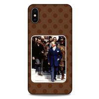Apple iPhone XS Max Kılıf Atatürk (23) Ultra Koruma Kılıfı Kahve Yuvarlak