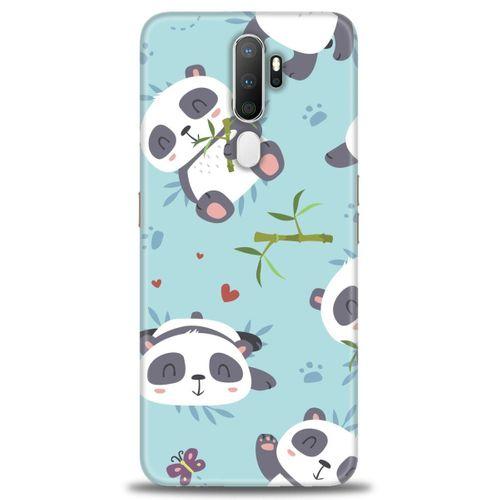 Oppo A9 2020 Kılıf HD Baskılı Kılıf - Pandalar + Tam Ekran Koruyucu