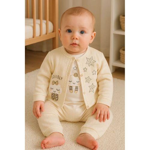 Lovely Yıldız Desenli 3'lü Hırkalı Kız Bebek Takım