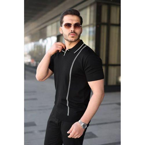 Erkek Çizgi Detaylı Yakalı Triko Tişört