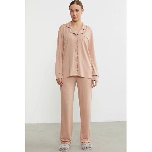 Sementa 76444 Düz Renk Gömlek Model Pijama Takım