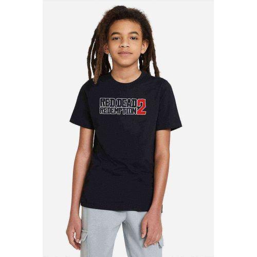 Red Dead Siyah Logo Baskılı Unisex Çocuk Siyah Tshirt