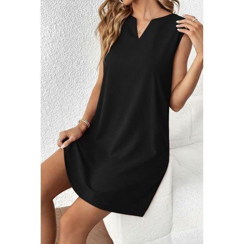 Kadın Askılı V Yakalı Mini Ithal Krep Elbise