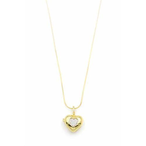 Taşlı Kalp Kolye - Altın