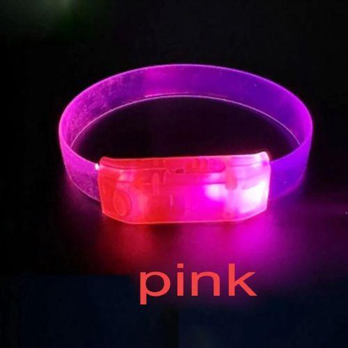 Eğitici Oyuncak 3 Modlu Pilli LED Işıklı Esnek Parti Bilekliği Pembe