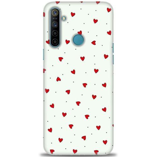 Realme C3 Kılıf HD Baskılı Kılıf - Mini Mini Kalpler + Tam Ekran Koruyucu
