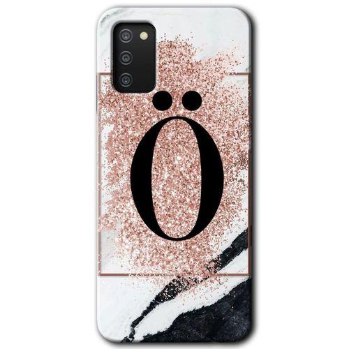 Samsung Galaxy A02s Kılıf Baskılı Kapak - Pembe Mermer Desenli Ö Harfi +Tam Ekran Koruyucu