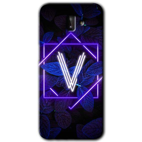 Samsung Galaxy J6 Plus HD Baskılı Kılıf + 9D Tam Ekran Koruyucu - Dark Neon Yaprak V Harfi
