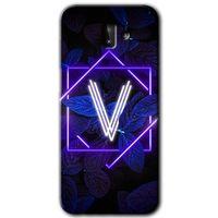 Samsung Galaxy J6 Plus HD Baskılı Kılıf + 9D Tam Ekran Koruyucu - Dark Neon Yaprak V Harfi