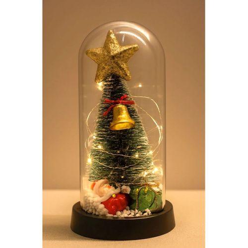 Yılbaşı Temalı Işıklı  Dekoratif Cam Fanus