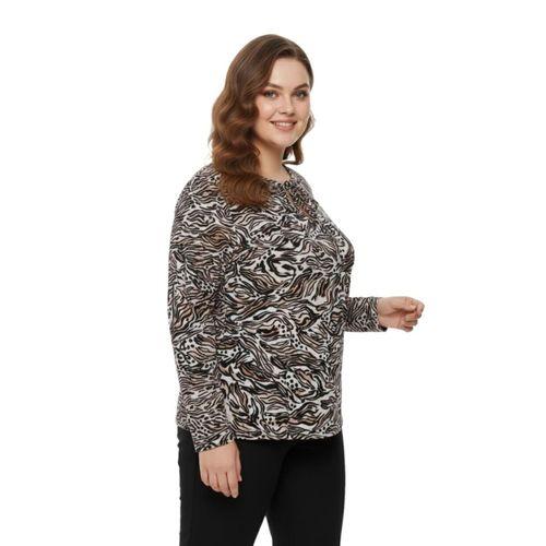 Kadın Baskılı Yaka Bağlamalı Bluz BGL-ST05099