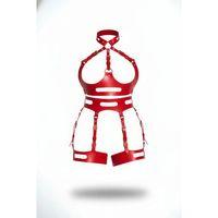 Kırmızı Jartiyer Harness Deri Ayarlanabilir Tokalı Vücut Kemerleri - Brf1302