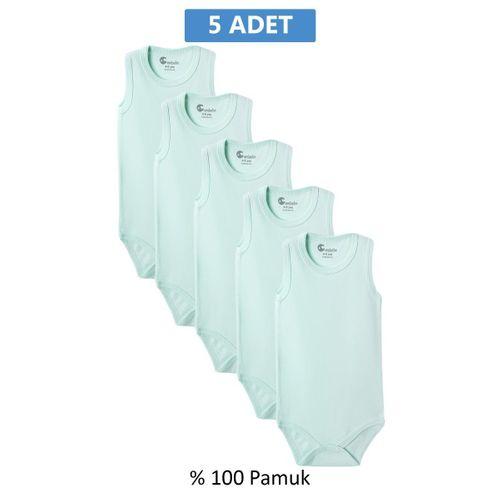 Yeşil Askılı Body Zıbın 7-12 YAŞ Çocuklar İçin (5 ADET) Alttan Çıtçıtlı Özel Gereksinimli