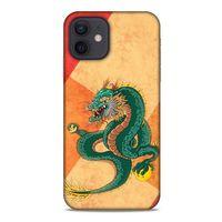 Apple iPhone 12 Kılıf Dragons (24) Darbe Emici Kılıf Tatoo Yeşil Ejderha