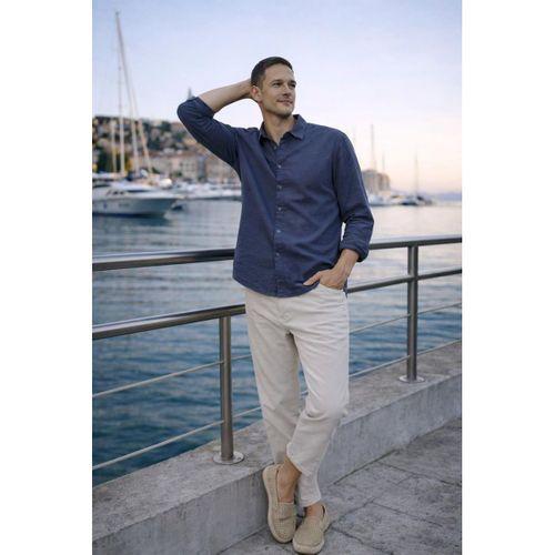 Hurley Çizgili Modal Kumaş Relaxed Fit Günlük Giyim Erkek Gömlek - Mavi