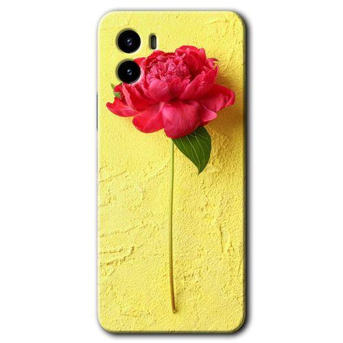 Vivo Y15s Kılıf HD Desen Baskılı Arka Kapak - Kırmızı Gül + Kırılmaz Cam