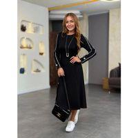 Kadın Uzun Kollu Bisiklet Yaka Midi Modal Elbise