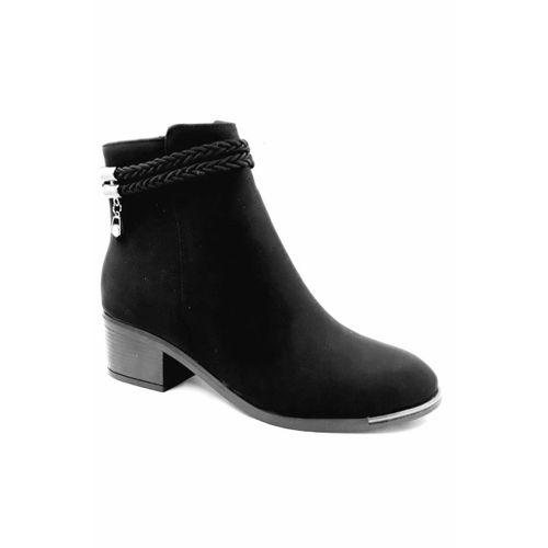 PUNTO 325033 Siyah 5 Cm Fermuarlı Kadın Bot