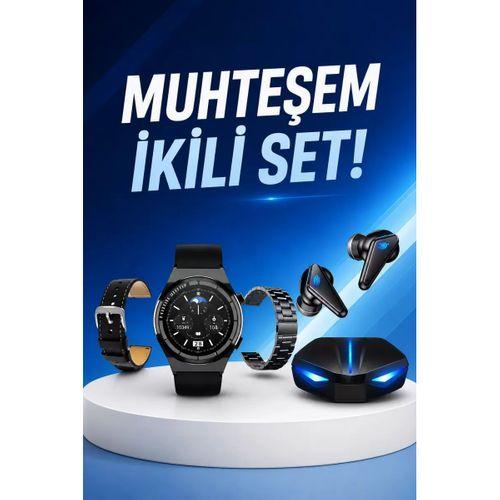 Kablosuz Bluetooth Bağlantılı Kulaklık Ve Dokunmatik Ekran Akıllı Saat Arama Cevaplama