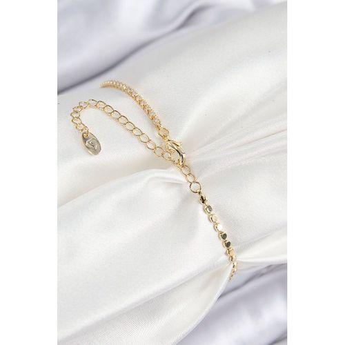 Pirinç Zirkon Taşlı Arı Model Ezme Zincir Gold Renk Kadın Bileklik