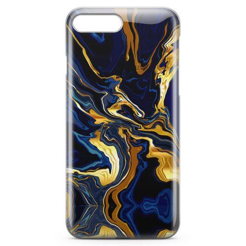 Apple iPhone 7 Plus Kılıf Lacivert Kahve Mermer Arka Kapak Koruma Desenli Full Koruyucu