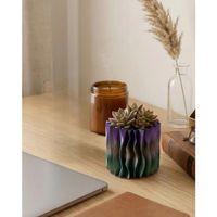 Modern Dalgalı Yüzey Tasarımlı Mor 3d Dekoratif Saksı Vazo