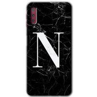 Potkal Hediye Fabrikası Samsung Galaxy A7 2018 Kılıf HD Desen Baskılı Arka Kapak - Siyah Mermer Desenli N Harfi