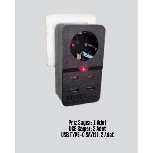 Akıllı Akım Dengelemeli Priz 2500w 4 Usb Type C Çıkışlı