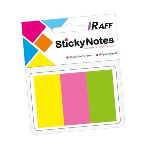 RAFF NEON 300 Yaprak YAPIŞKANLI NOT KAĞIDI 3 RENK ( 25 mm * 75 mm)