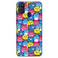 Lopard Samsung Galaxy M21 Uyumlu Kılıf Kediler (36) Glitter Kılıf Mavi Pembe