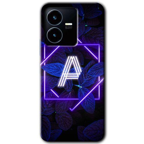 Vivo Y22s Kılıf HD Desen Baskılı Arka Kapak - Dark Neon Yaprak A Harfi