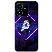 Vivo Y22s Kılıf HD Desen Baskılı Arka Kapak - Dark Neon Yaprak A Harfi