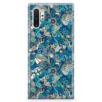 Samsung Galaxy Note 10 Plus Kılıf Doodle Gemi Turları Arka Kapak Koruma Desenli Full Koruyucu