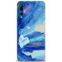 Huawei Y9 Prime 2019 Kılıf HD Baskılı Kılıf - Mavi Beyaz + Tam Ekran Koruyucu