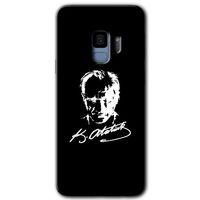 Galaxy S9 Kılıf HD Desen Baskılı Arka Kapak - Atatürk Silüet İmza + Kırılmaz Cam