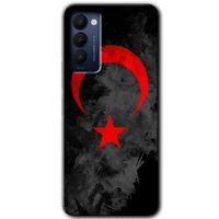 Tecno Camon 18T HD Baskılı Kılıf + 9D Tam Ekran Koruyucu - Black Ayyıldız