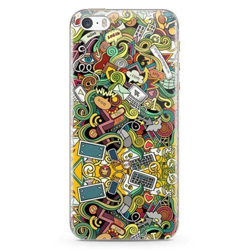 Apple iPhone 5s Kılıf Wireless Doodle Arka Kapak Koruma Desenli Full Koruyucu