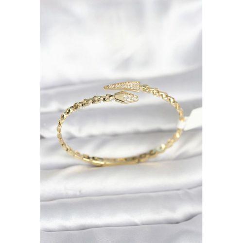 Yılan Model Pirinç Gold Renk Kadın Kelepçe Bileklik
