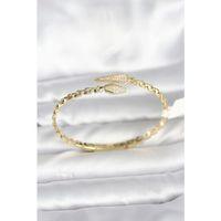 Yılan Model Pirinç Gold Renk Kadın Kelepçe Bileklik